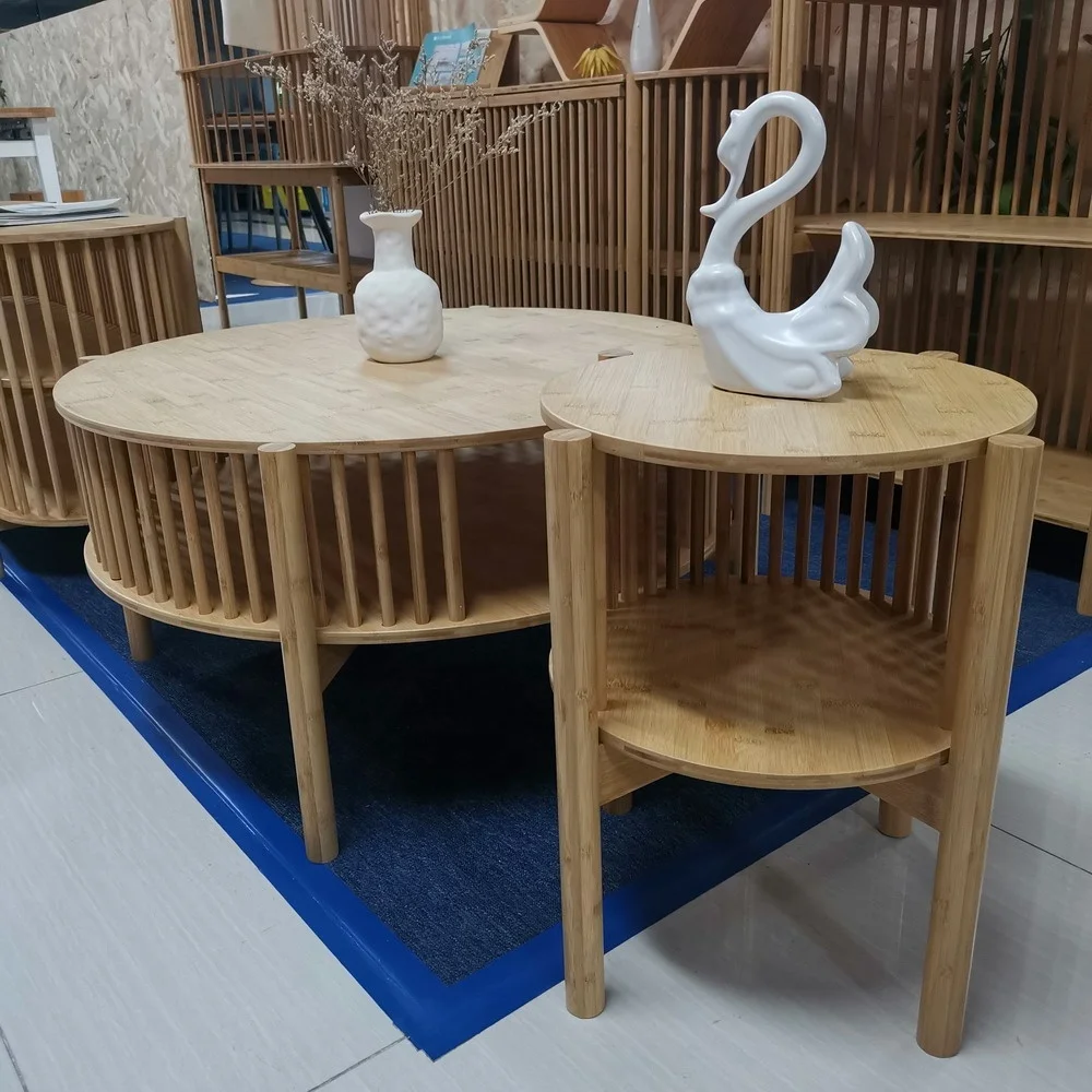 New Design Shipping Container Coffee Table Round Bamboo Cluster Coffee