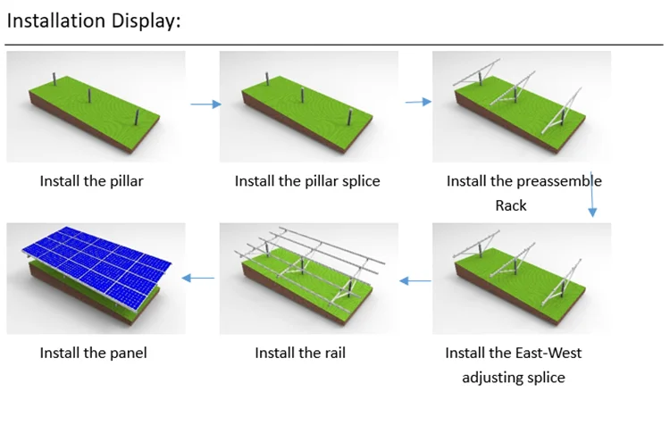 product-1-1 Aluminum Plie Pile Ground Solution Installed Solar Pv Rail Connector Module Racking Structure Support Panel