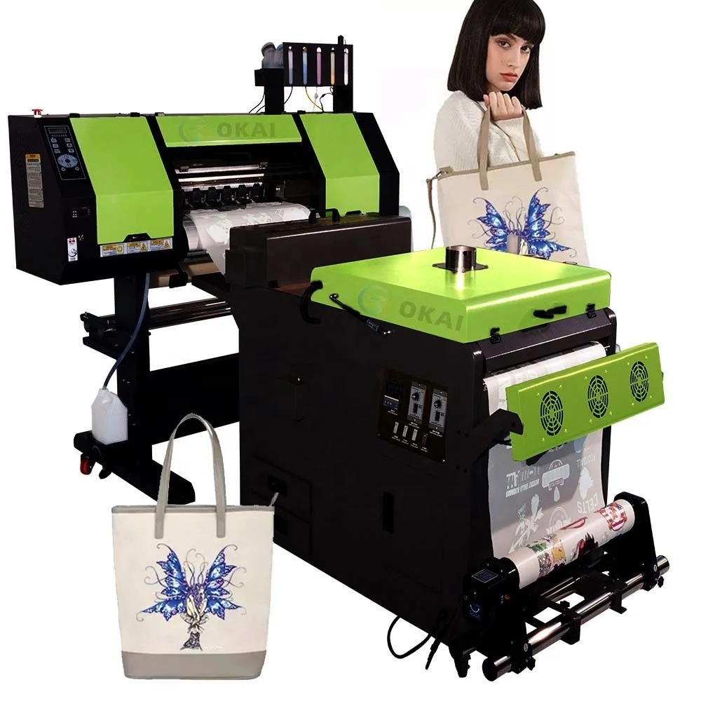 Okai 24inch 60cm Dtf Printer Width Dual Heal Xp600 I3200 4720 Dtg Printer Pet Film Transfer Dtf Printer Machine