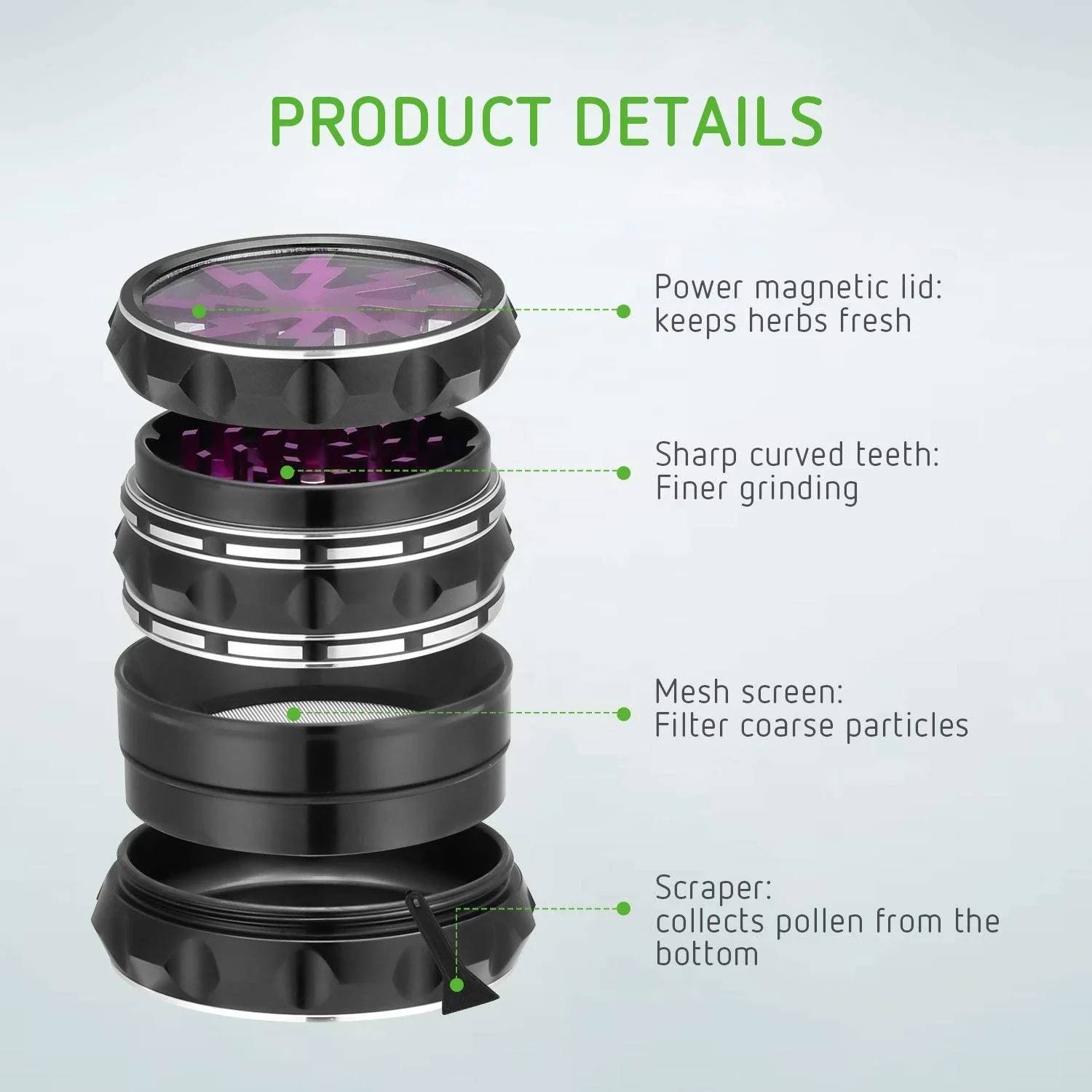 Easy to Use Different Color Available Superior 2.5 Inch Aluminium Herb Grinder