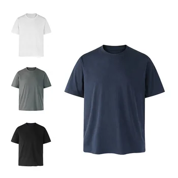Cool feeling ice skin shoulder 180g short-sleeved T-shirt men's high-end blended cotton Solona  fit anti-deformation top
