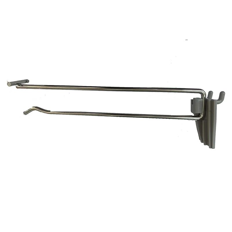 Metal Chrome Display Single Line Slatwall Hook with Price Tag for Supermarket Display Hook