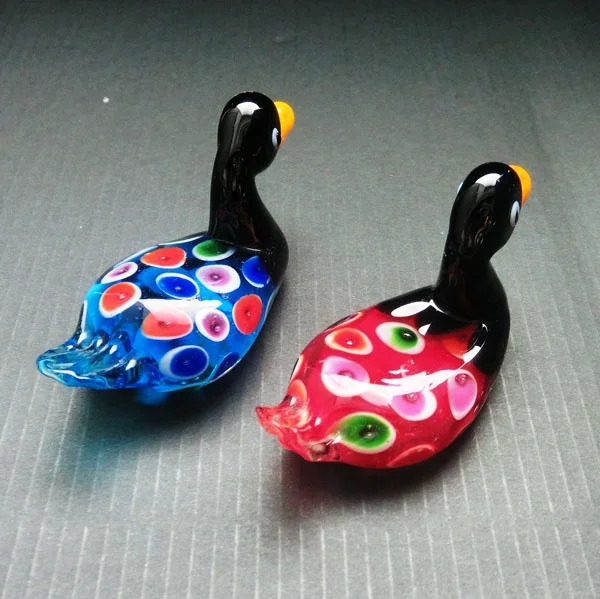 Blowing Glass Duck Crafts Figurine Animals Miniature Collectibles Decor Souvenir 