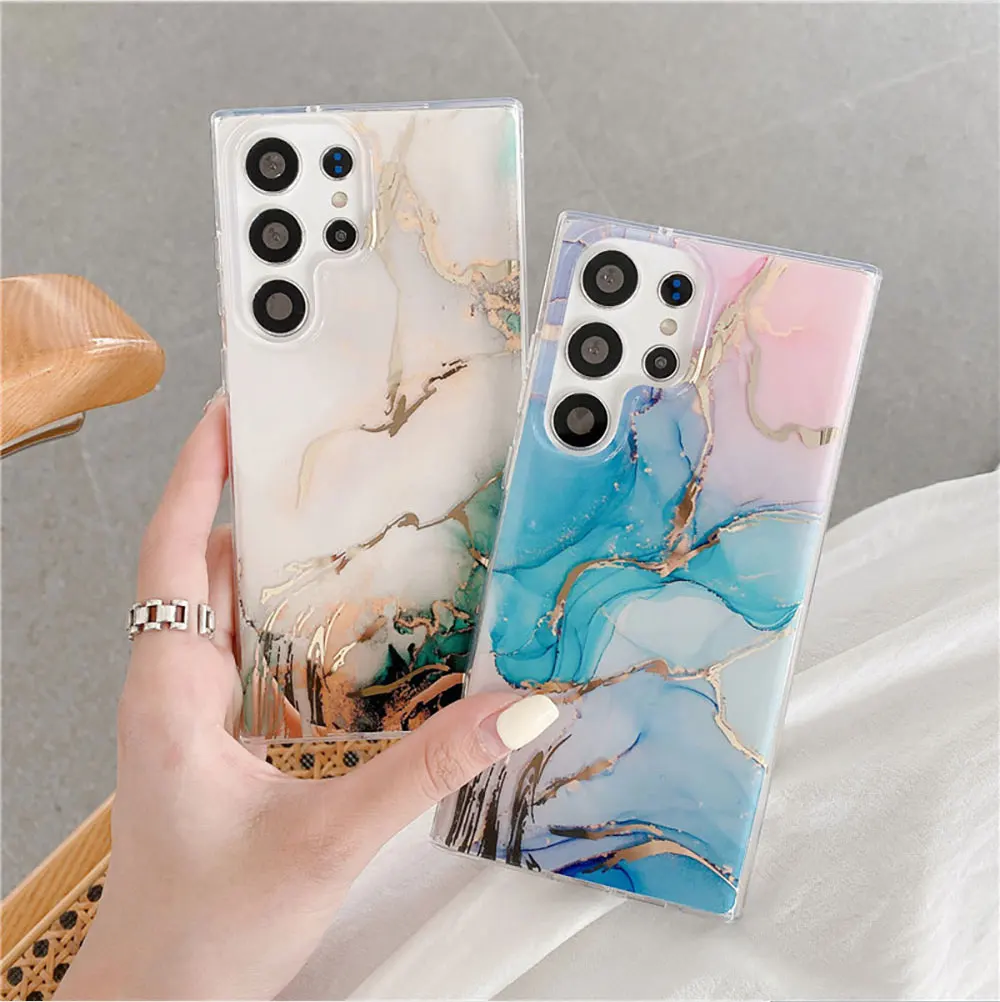 Marble Phone Case For Galaxy S24 S24+ S23 S23+ S22 Ultra Fe 5G Cases Luxury Custom Glo Gold Cloud Phones Wavy Sjk153 Laudtec supplier