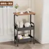 Walnut-colored shelf with black unit [Double layer]