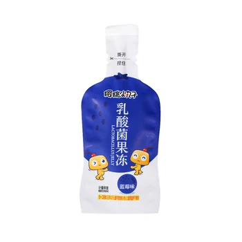 Customized Pasteurized Blueberry Flavored Lactobacillus Jelly Juice Drink Bag Shaped Lollipop Ice Plastic Packaging Mini Pouches