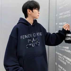 High Quality Teenager Clothing Knitted 54.2% Cotton 45.8 Polyester Fiber Casual Hoodie Customizable Pullover Hoodies for Boy