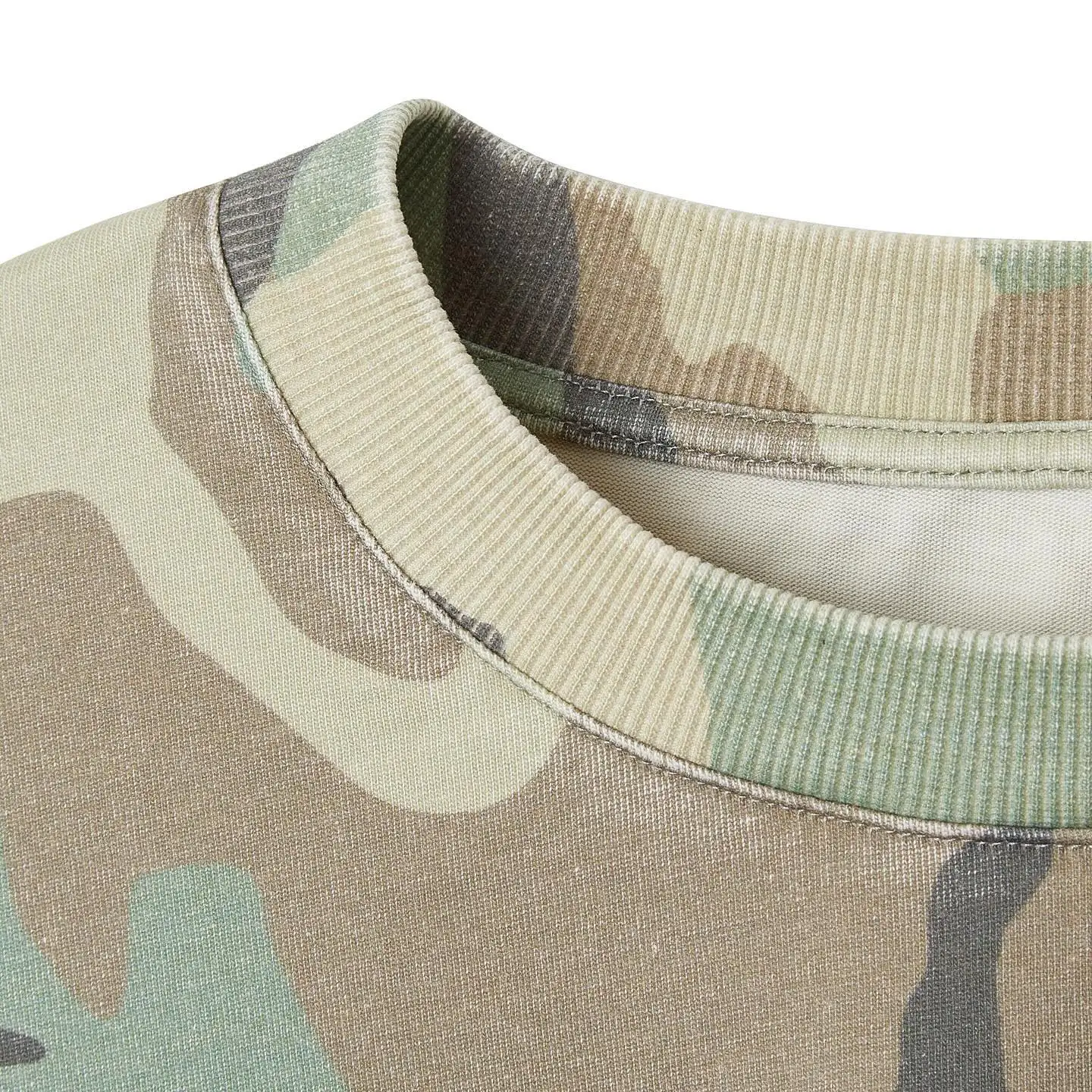 Custom Screen Printed Tshirt Heavy Cotton Knitted Camo Tee Camouflage Thermal T Shirts Double Layer Long Sleeve T-shirts for Men gallery 3