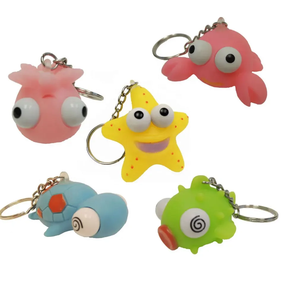 2023 Custom Soft PVC Keyrings New Designed Popular Anti-Stress Ball Vent Animal Keychain 3D Eye Popper Squeeze Toy for Pop Gift