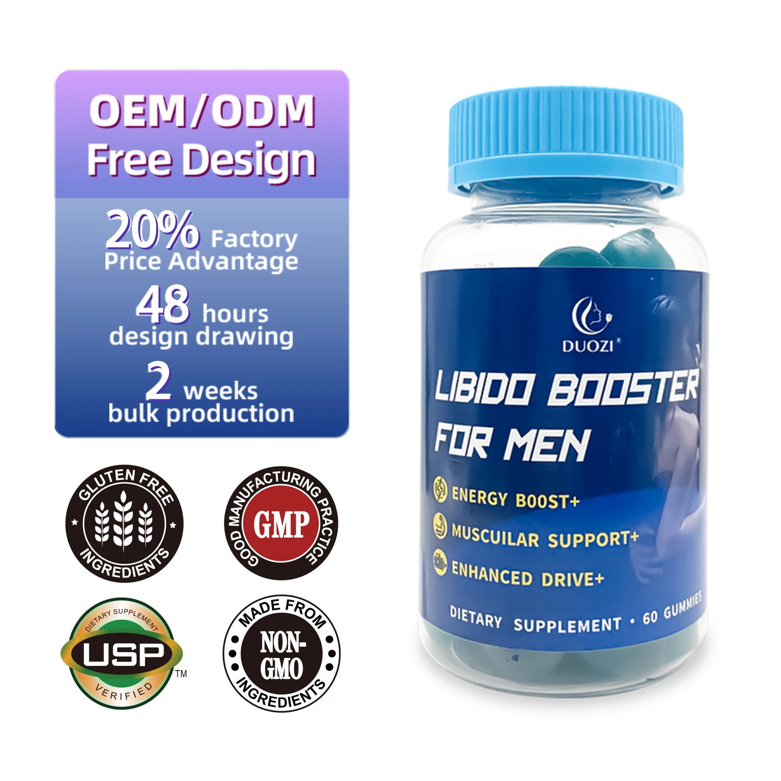 High Quality Men's Libido Booster Energy and Muscular Support Gummy Candy for Men