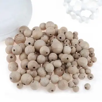 Natural Unfinished Large Wood Beads Original Color Wooden Balls Spacer Loose Beads for DIY Craft Jewelry Making
