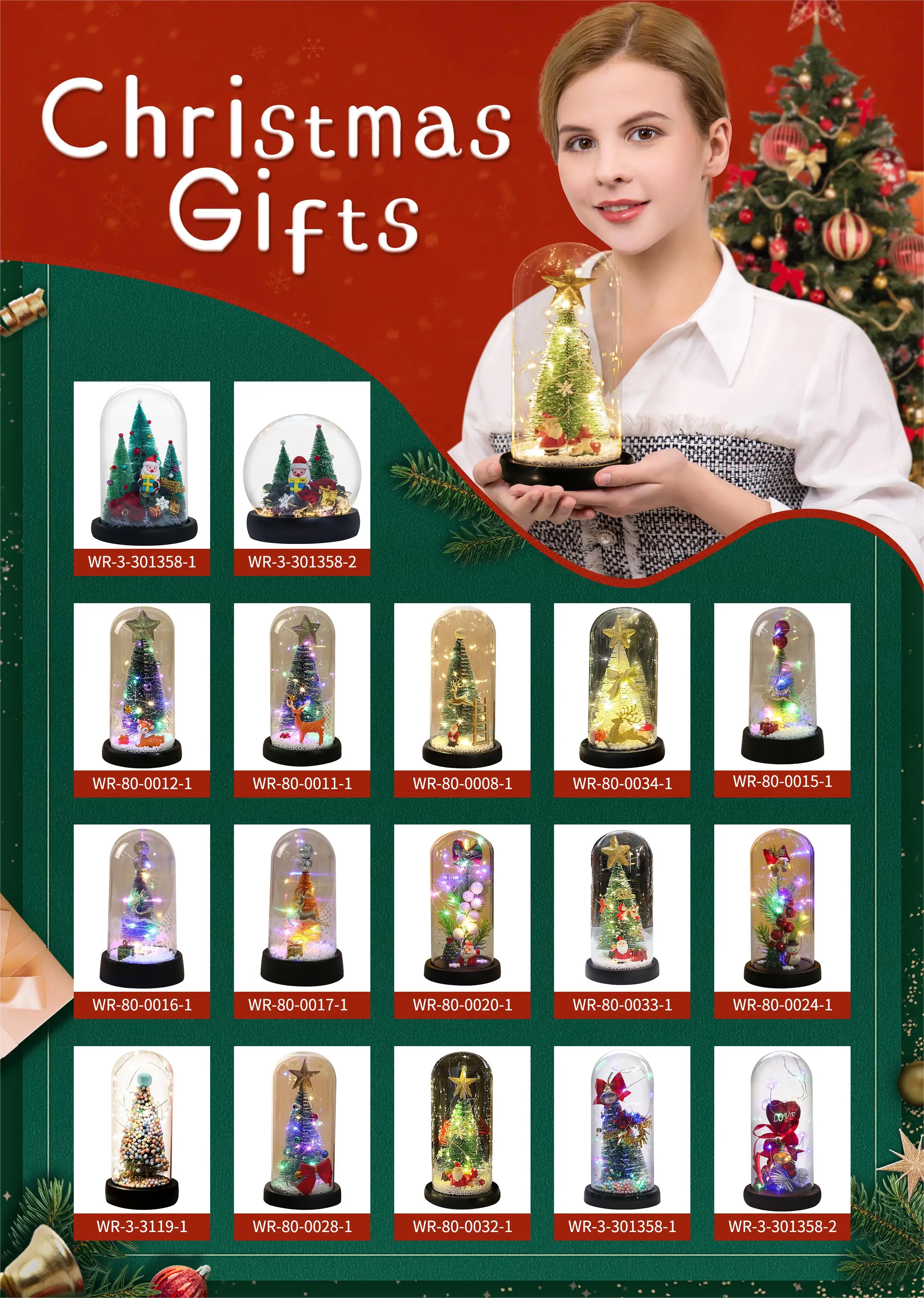 Wholesale Christmas Gifts Glass Christmas Ornaments Led Lights Light Glass Christmas Tree