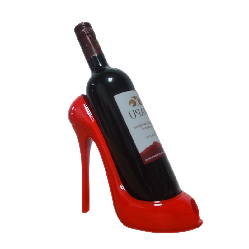 2023 New Product Resin Single Stylish Wine Rack 5 Colors Sexy Miss Tabletop Decorative High Heel Shoe Wine Bottle Holder