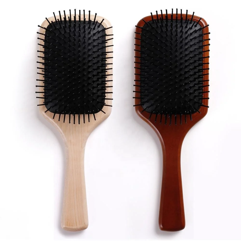 wooden paddle hair brush large natural detangling hairbrush