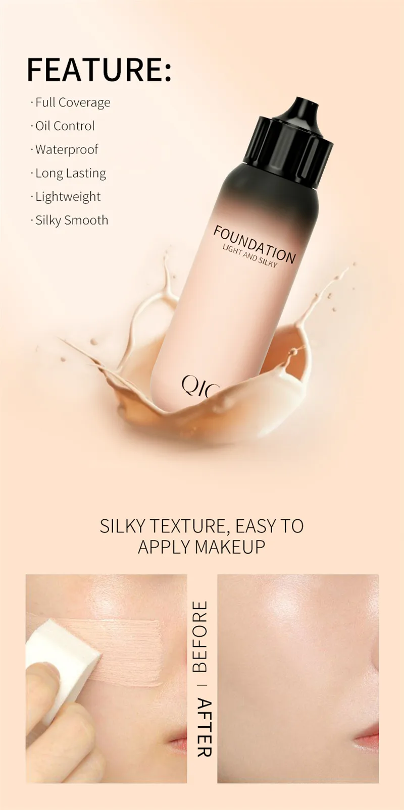 Liquid Foundation Face Makeup For Combination Oily Skin Mediumfull Coverage With Matte Finish