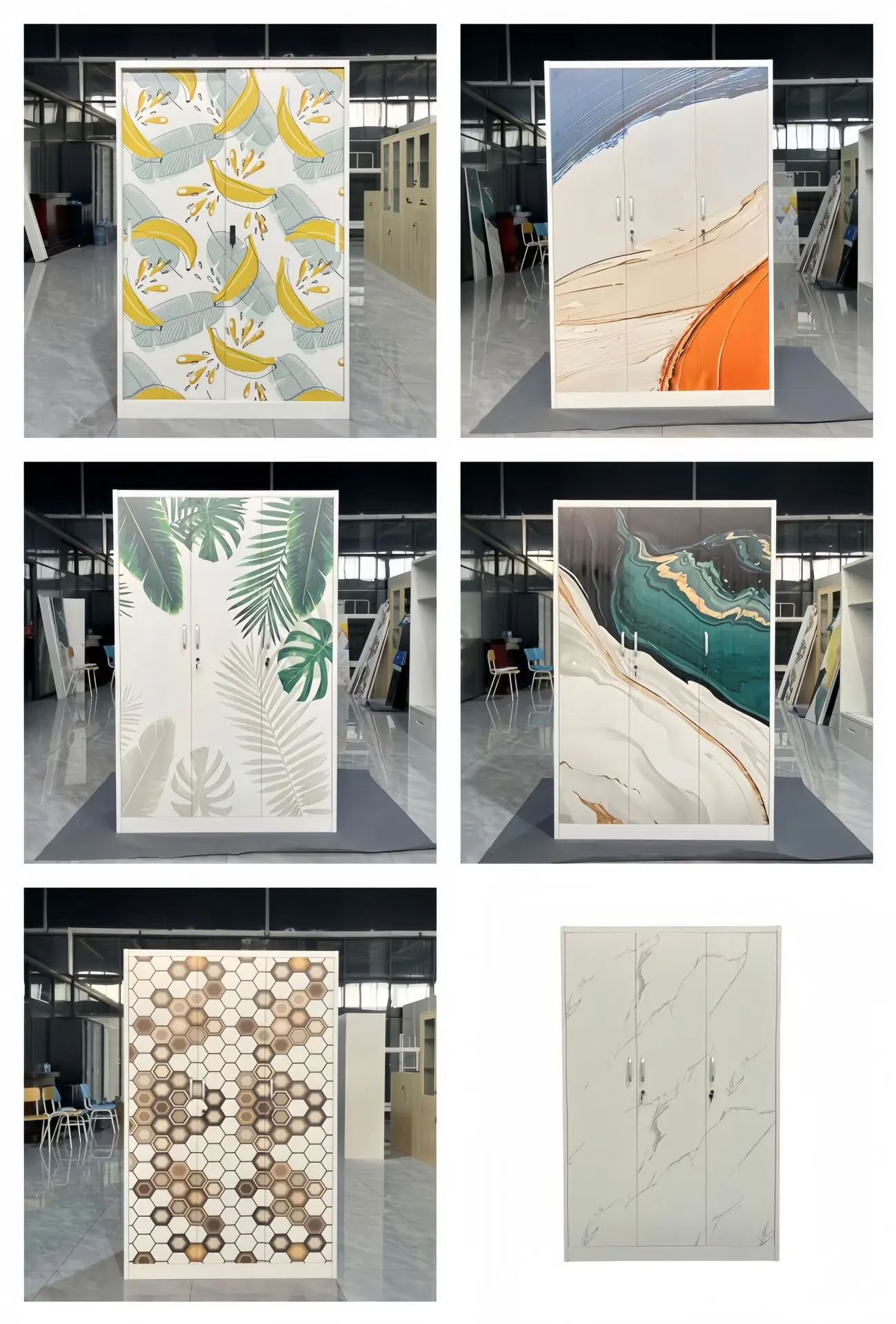 Steel Printed Wardrobe With Pattern Design factory