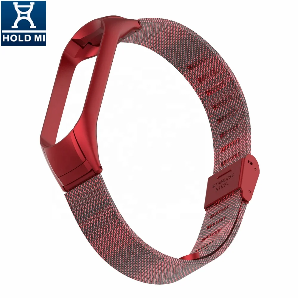 Color High Class Watch Strap Red for Xiaomi Mi Band 4 and 3 Stainless Steel Luxury ODM Holdmi 43035 Series