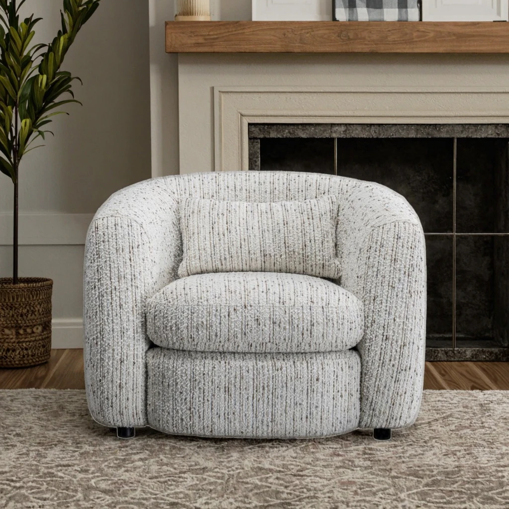 New Design Modern Living Room Leisure Reading Soft Cushion Eco-Friendly Sofa Chair Big Size Round Accent Chair with Pillow