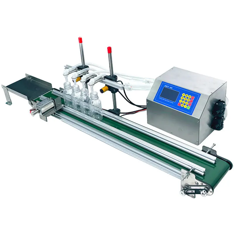 TEBAK Desktop Pet Plastic Glass Bottle Liquid Oil Filling Machine With Conveyor Beverage Juice Filler