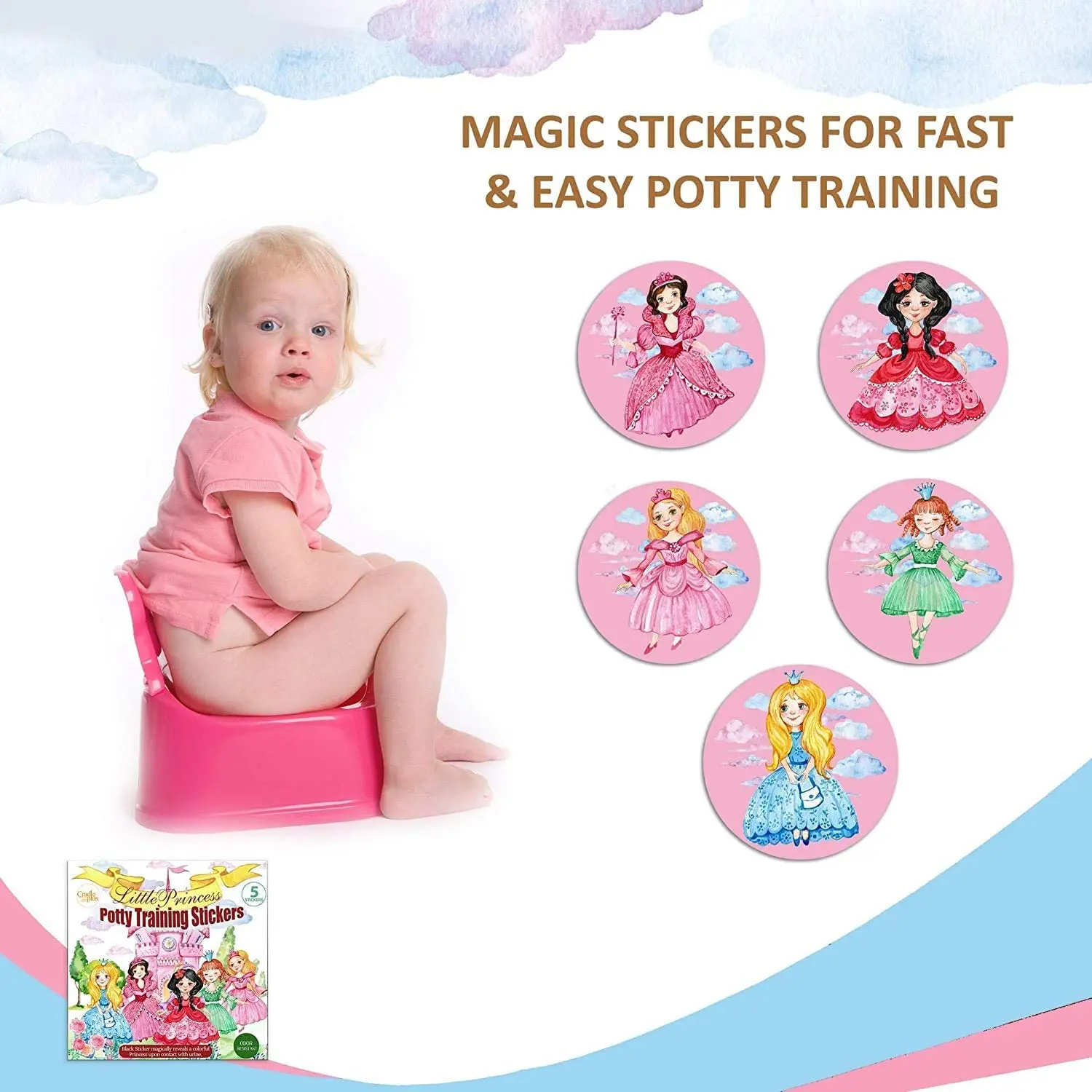 Potty Training Seat Magic Sticker Princess Toddler Potty Training