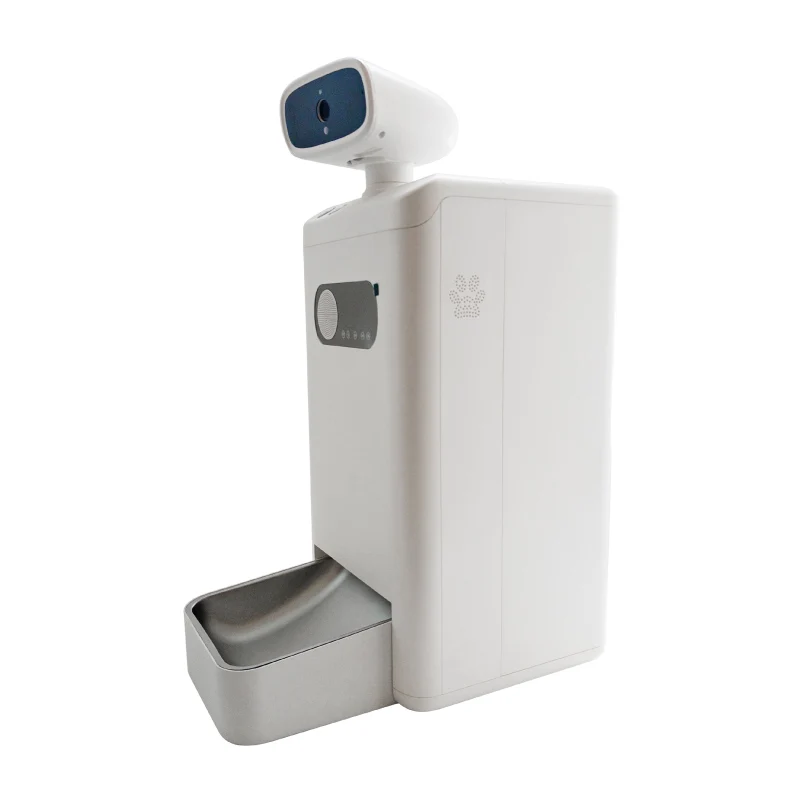 Portable Adjustable Safe Material Automatic Pet Feeder 360 Camera AI Motion Tracking Laser Teaser Speaker Remote Video Call