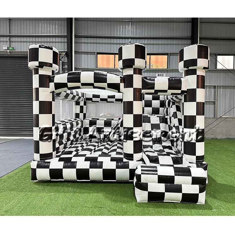 New popular checkered 13*13ft bounce house for kids bouncy castle indoor for party rental