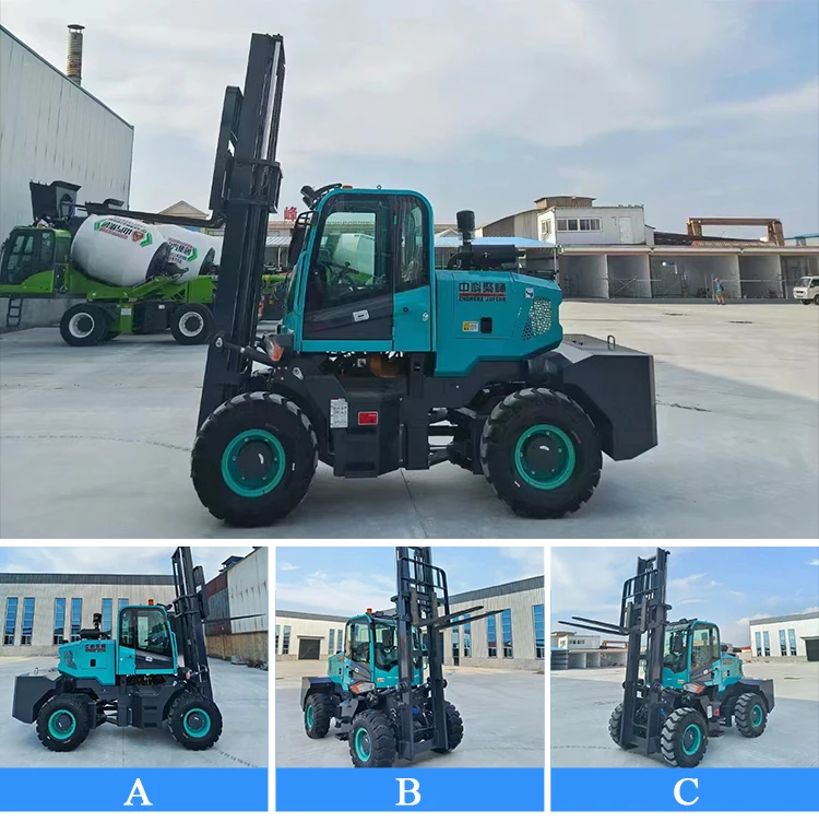 SQMG on sale CE  rough terrain  forklift  four  wheel drive diesel 4 ton  multifunctional construction All terrain Forklift manufacture