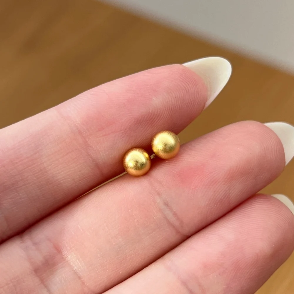 KAKODIY Simple Design Boutique Jewelry 18K Electroplated Frosted Surface 925 Sterling Silver 5 * 5mm Beaded Stud Earrings Women Earrings detail 10