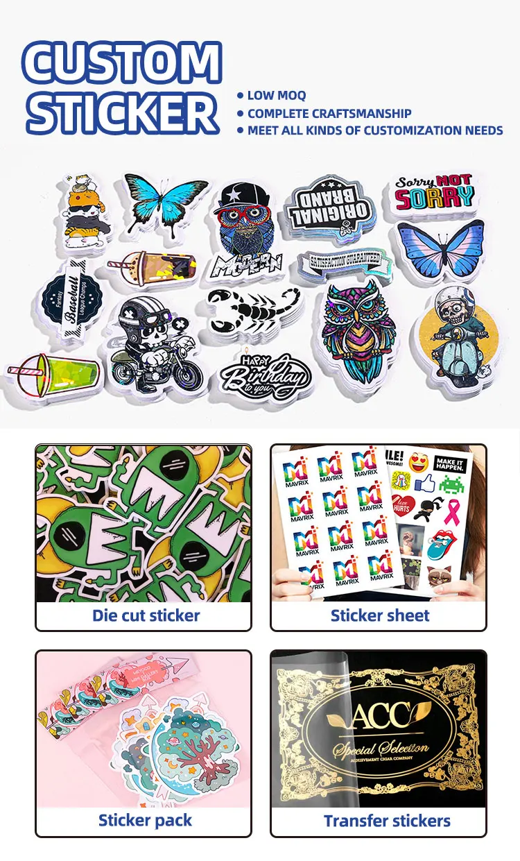 Customized Die Cut Logo Stickers Vinyl Pvc Printing Label Waterproof