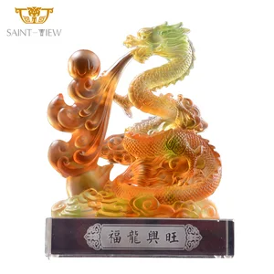 Chinese Zodiac Feng Shui Fengshui Frosting Design Mascot Lucky Dragon Table Decorate Handicrafts
