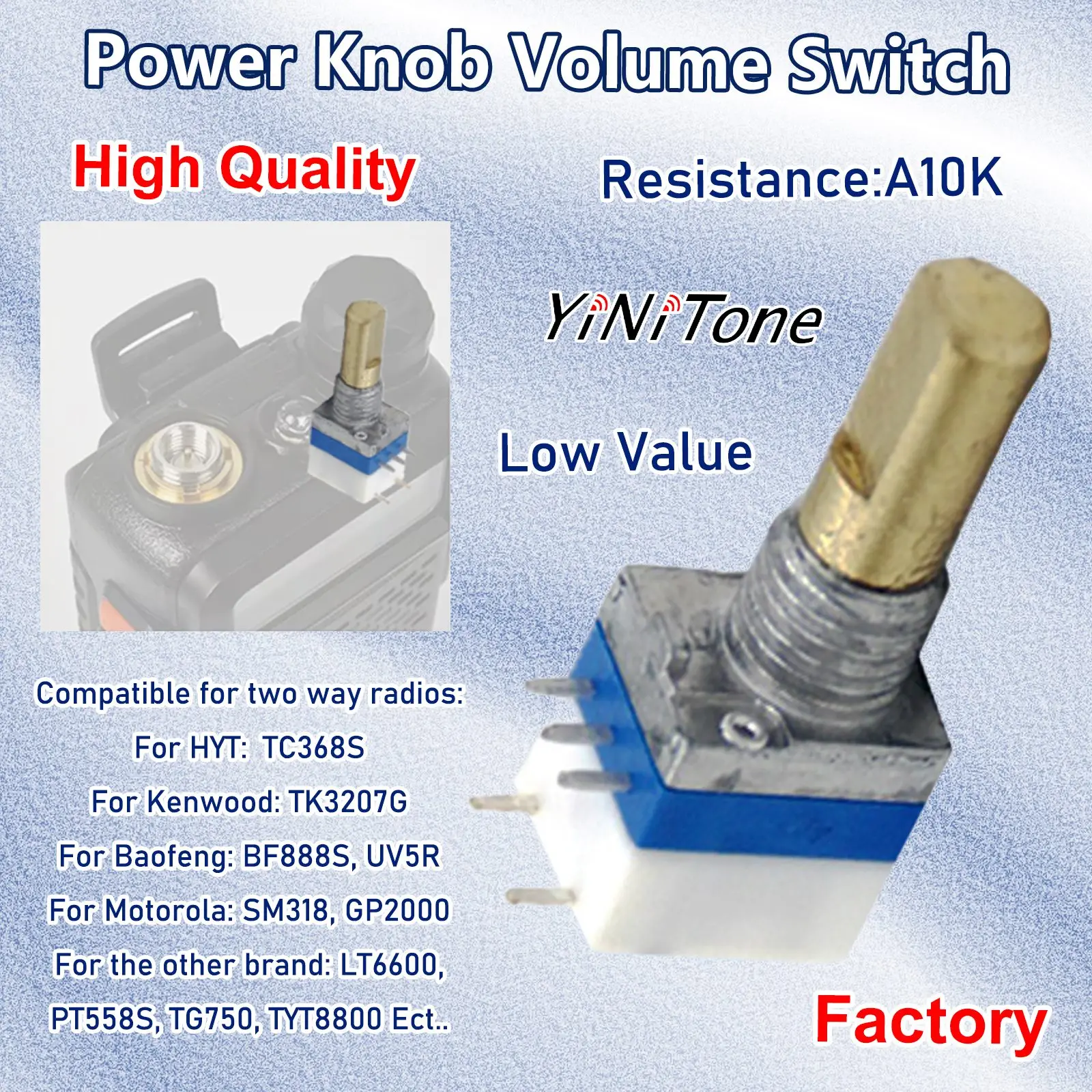  for Baofeng UV5R Kenwood TK3107 High Internal Control Parts Two-Way for Radio Walkie Talkie Power Knob Volume Switch