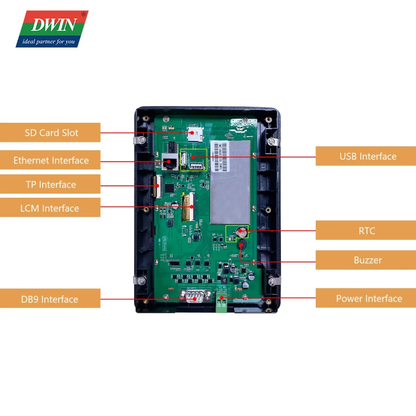 DWIN HMI Display 7 Inch TFT LCD Display Capacitive Resistive Touchscreen Supported Industrial PLC Controller With CAN Interface
