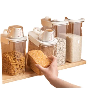 Insect-Proof Thickened Square Storage Jar for Rice Dried Fruit Moisture-Proof Kitchen Box Measuring Cup Plastic Injection Food