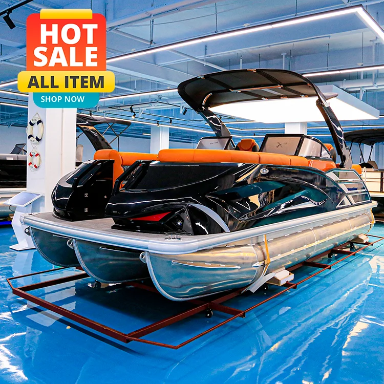 2025 Kinocean 22ft Fiberglass Fence Luxury Yachts Sport Pontoon Boat With Outboard Motor for Sale