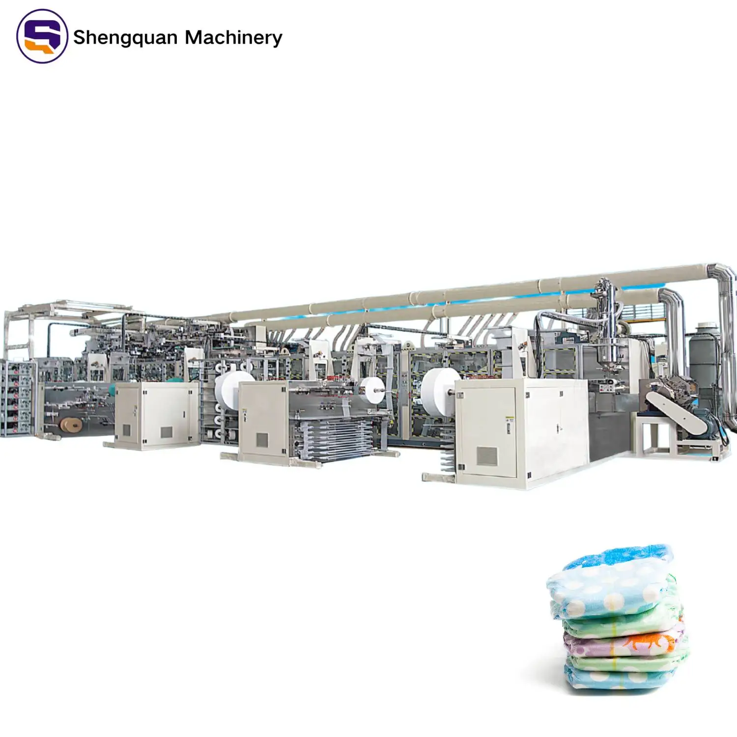 Full Servo Automatic Large Waist Baby Diaper Production Line - High Efficiency Low Energy Cost & Easy Maintenance