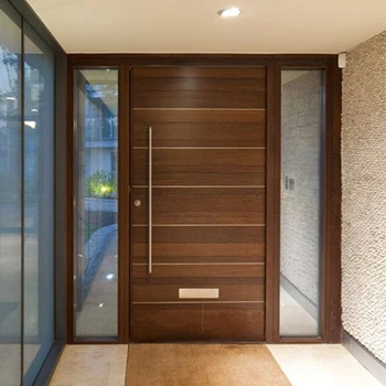 HS-BS0012 exterior house veneer solid wooden front entry doors teak ...