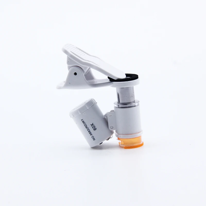60X Mini Pocket Microscope with LED Light Source Universal Mobile Phone Clip Monocular Optical Biological and Video Microscope