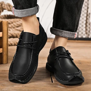 High-quality Men's Super-fine Leather Casual Formal Shoes Anti-slip Lightweight and Comfortable Walking Shoes