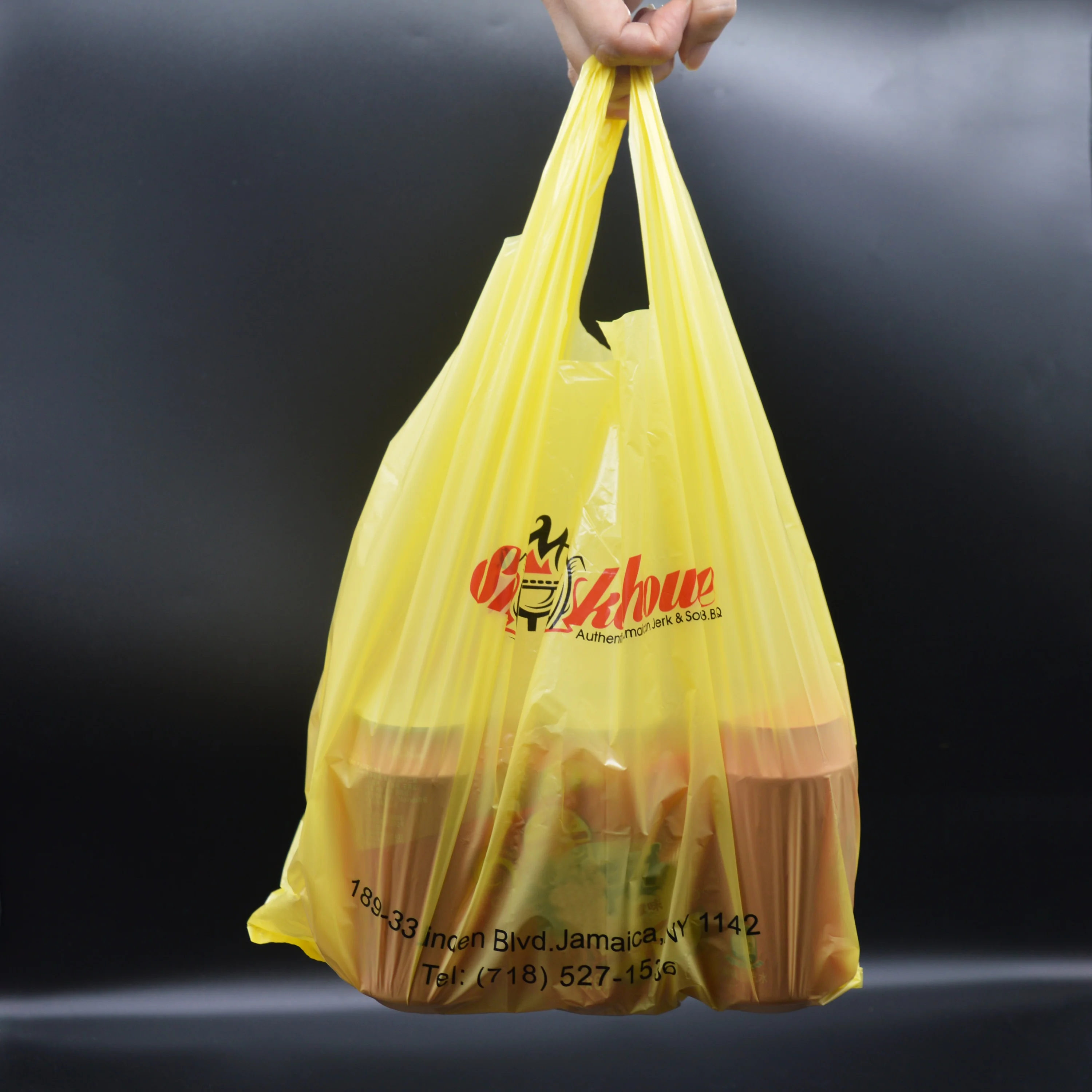 Custom Logo Printed Hdpe Ldpe Handbags Supermarket T Shirt  Shopping Bag Compostable Grocery Bags Single-layer Plastic Bags