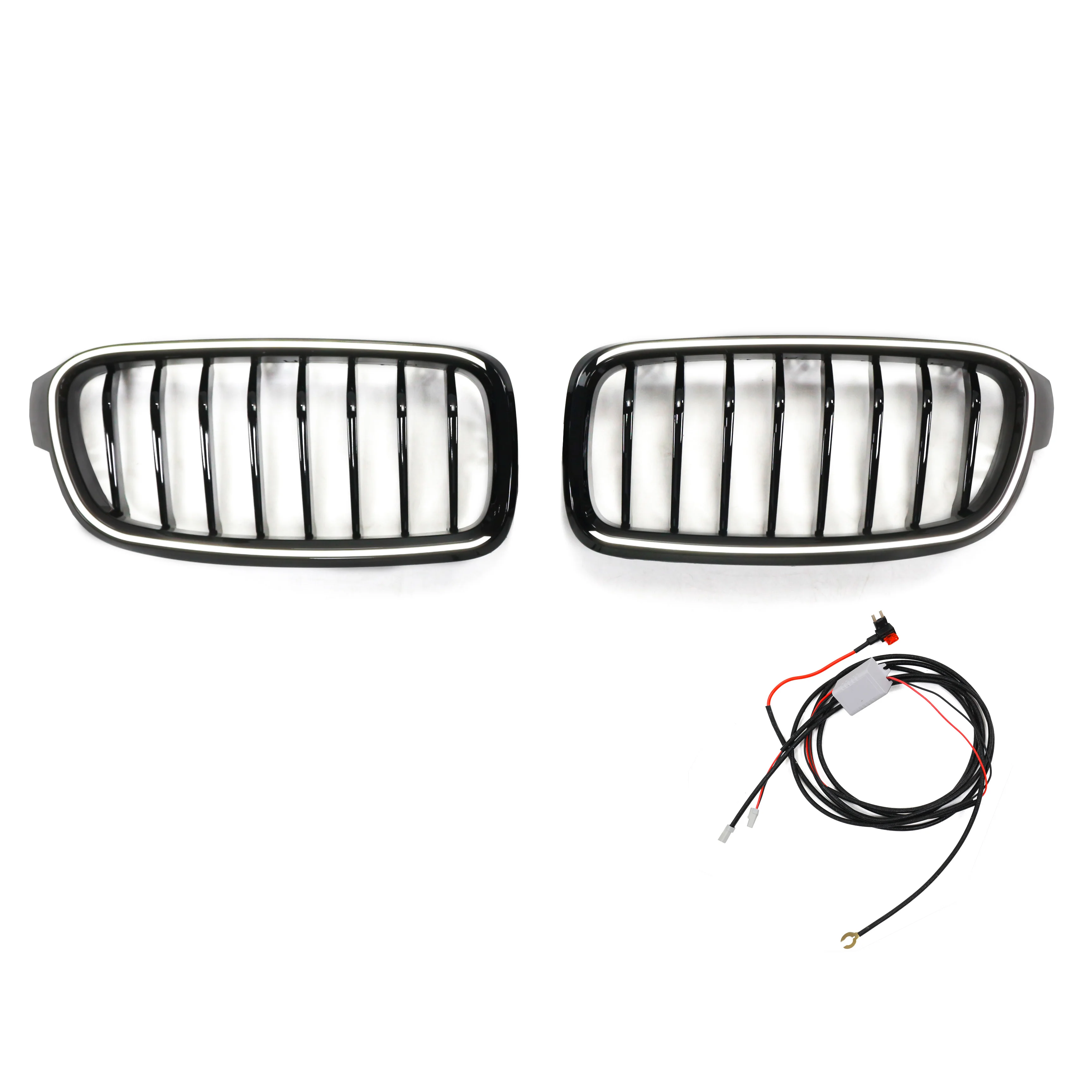 New ABS F30 LED Kidney Single/Double Line Glossy Black Front Grille for 3 Series F30 B48 335i 2010-2019