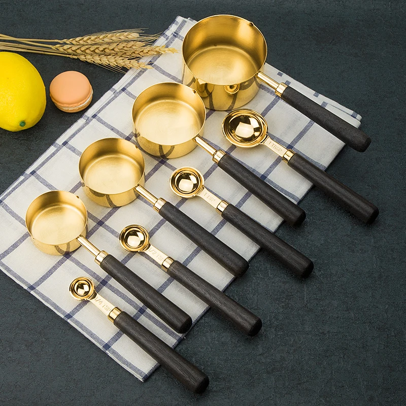 8 Pcs High Quality Customized Stainless Steel Gold Measuring Cups ...