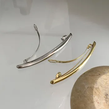 Vintage Simple Golden Long Strip Barrettes for Women display picture 1