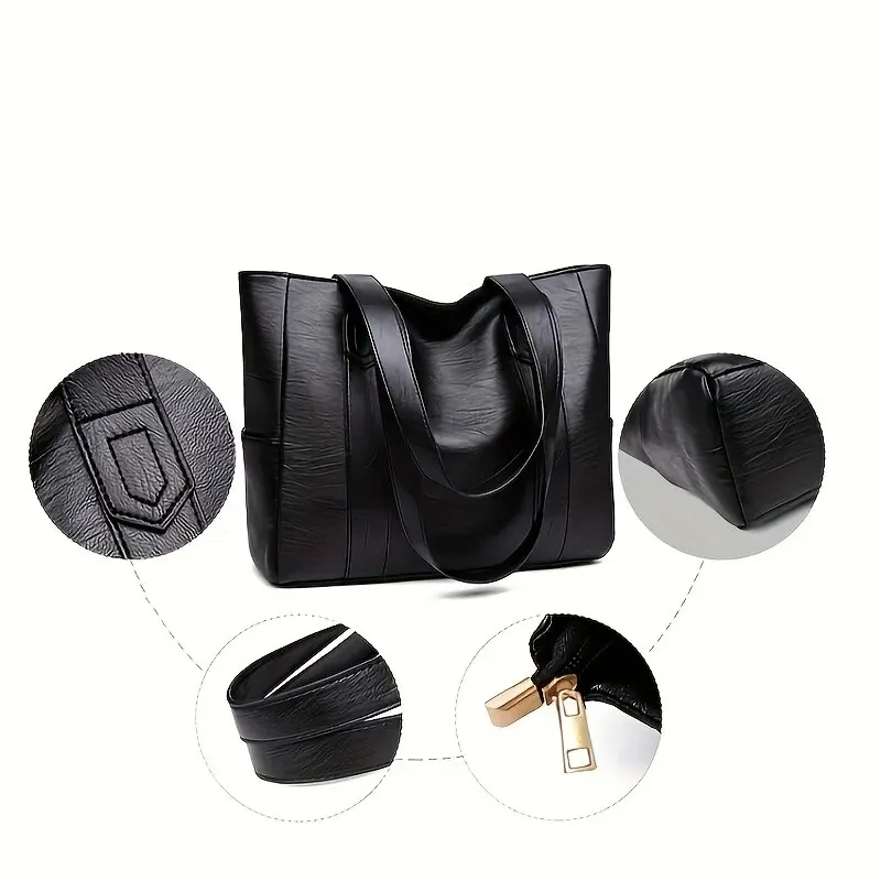 Vintage Retro Vegan Shoulder Bag Large Capacity Women's Casual Handbag for Summer Commute Fashionable Lady Tote Bag