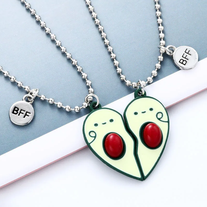 Cute Heart-shaped Bff Necklaces 2pcs Set For Kids Friends Oem