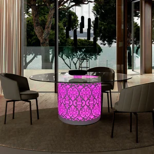 New Product for Indoor Event Led Glowing Table Round Dining Furniture with Rechargeable Battery