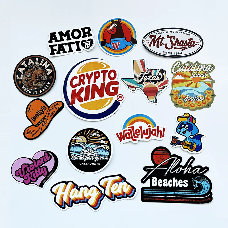 Die Cut Sticker Florida, Tall Palms Beach Scene, Vinyl Sticker