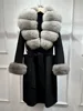 Black + gray fox fur + cuff fur