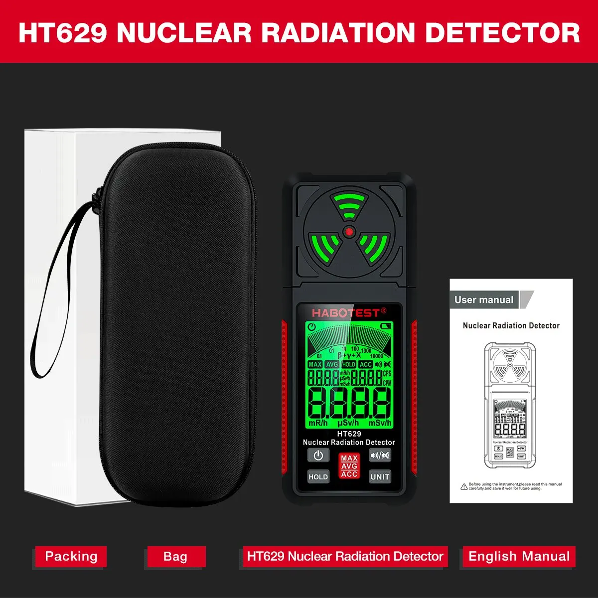 Habotest Mobile Best Geiger Counter For Nuclear Fallout Radiation Detector Measuring Device For