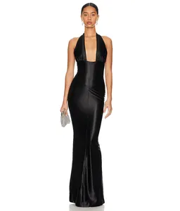 Shine Satin Sexy Maxi Dress for Women Gown Sleeveless Backless Bodycon Club Party Evening Long Dresses