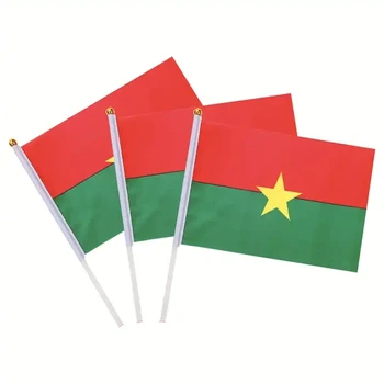 Sunshine Custom Burkina Faso Small Mini red green yellow Hand Hold Flags  BF Hand Flags Team Sport Banner Football Stick Flag